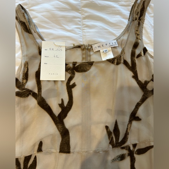 Paris Boutique Designer 2PC Dress Silk w Velvet Trim. Size 42 or 8-10. NWT - Picture 2 of 13